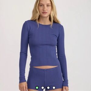 Organic Basics Blue Long Sleeve Top